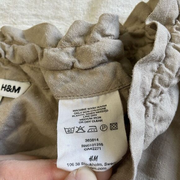 H&M Linen-Viscose Asymmetric Knit Midi Skirt Womens 4 S Pull-On Beach Beige - Picture 5 of 9